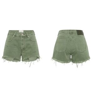 One Teaspoon NWT Bonitas High Waist Denim Shorts Super‎ Khaki Size 22 MSRP $120